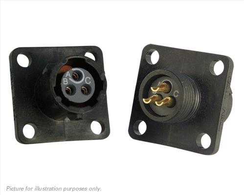 SOURIAU-UTS08E33S Conector circular Conn Circular SKT 3 POS Solder Cup ST Flange Mount 3 Terminal 1 Port