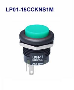 NKK Switches-LP01-15CCKNS1M Botón pulsador Switch Push Button ON (ON) SPDT Round Button 3A 250VAC 30VDC Momentary Panel Mount Quick Connect/Solder Lug