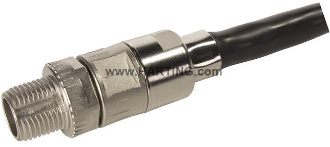 HARTING-21038811412 Conector circular M12 SD D-kod 4 pol u00D87,8 male straight