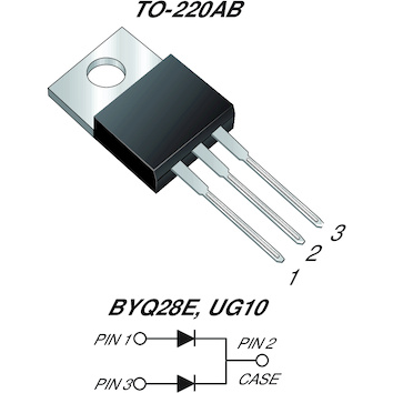 Vishay-BYQ28E-100-E3/45 Rectifiers Diode Switching 100V 10A 3-Pin(3+Tab) TO-220AB Tube