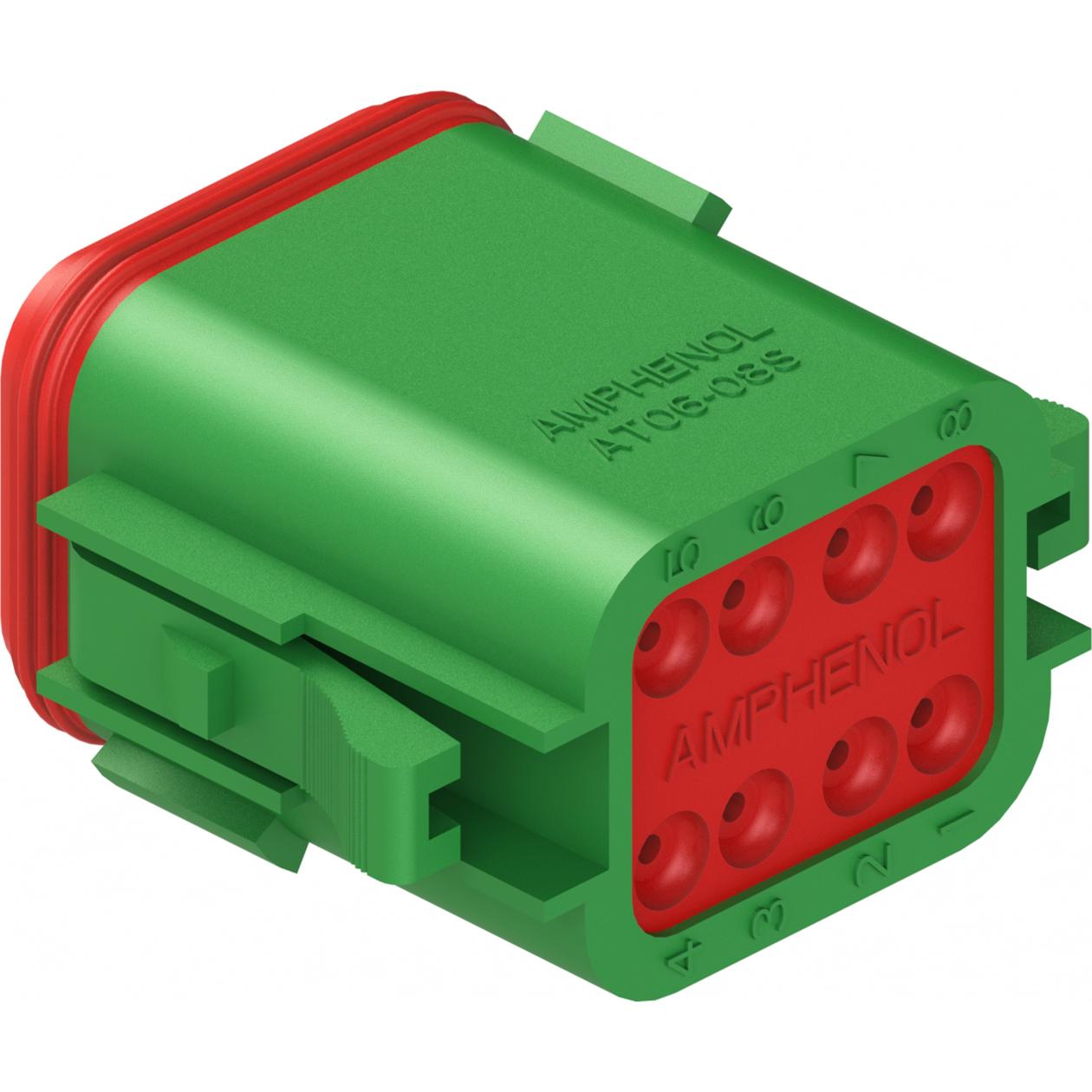 Amphenol-AT06-08SC Carcaza de cables discretos de conector Conn Housing PL 8 POS Crimp ST Cable Mount Green