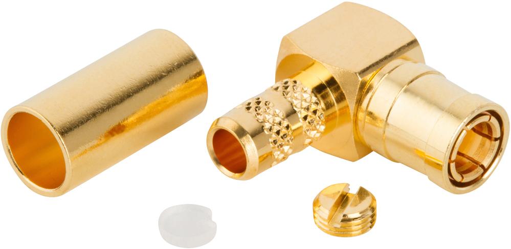Amphenol RF-142206 Conector RF Conn SMB 0Hz to 4GHz 50Ohm Crimp RA Cable Mount PL Gold