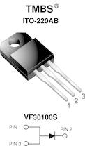 Vishay-VF30100S-E3/4W Gleichrichter Diode Schottky 100V 30A 3-Pin(3+Tab) ITO-220AB Tube