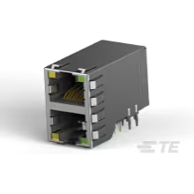 TE Connectivity-1888653-3 Steckverbinder, Telefon und Telekommunikation Conn RJ-45 F 16 POS 1.02mm Press Fit RA Thru-Hole 24 Terminal 2 Port Cat 5 Tray