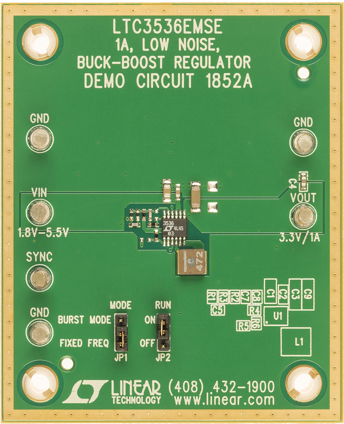 Analog Devices-DC1852A Power Management Development Boards and Kits LTC3536EMSE (MSOP) Demo Board, 1.8V ≤ VIN ≤ 5.5V, VOUT = 3.3V @ 1A