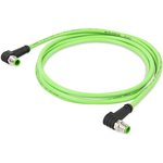 Ethernet/PROFINET Cable, Angled, 10 m, fitted on both Ends, D-coded, M12 Plug, Angled, M12 Plug, Angled