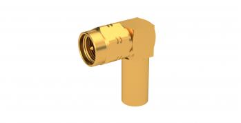Radiall-R124176123W RF-Steckverbinder Conn SMA 0Hz to 12.4GHz 50Ohm Crimp RA Cable Mount PL Gold Over Copper