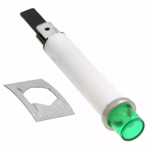 Visual Communications-2152QA5 Panel Mount Indicators Panel Mount Indicator Round 0.31" Neon 125V Tab Green