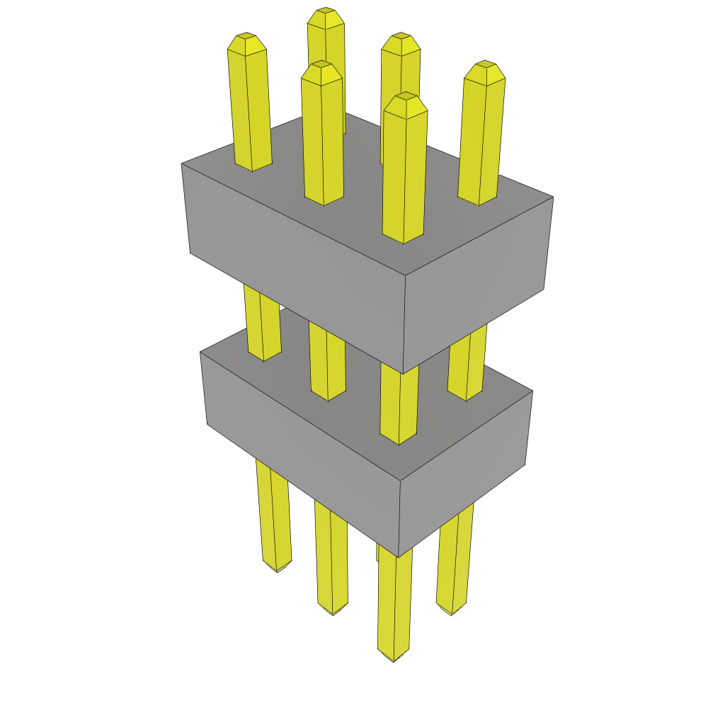 Samtec-TW-03-03-G-D-255-180 Connector Headers and PCB Receptacles Conn Board Stacker HDR 6 POS 2mm Solder ST Top Entry Thru-Hole Bulk