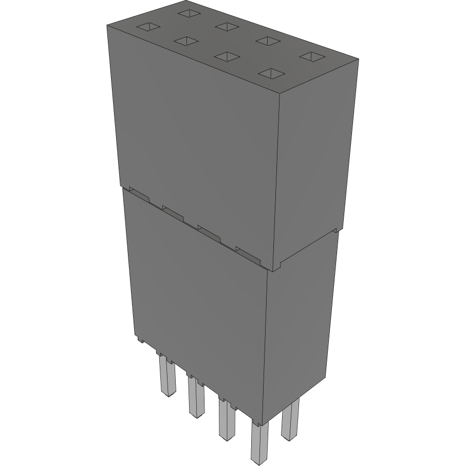 Samtec-ESQ-104-69-L-D 连接器插头及 PCB 插座 Conn Elevated Socket SKT 8 POS 2.54mm Solder ST Top Entry Thru-Hole Bulk
