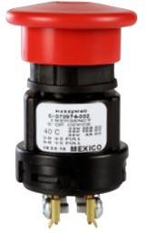 Honeywell-50070974-002-01 Arresto di emergenza dell'interruttore Switch Emergency Stop N.O./N.C. DPST Mushroom Button 20A 48VDC Screw Panel Mount