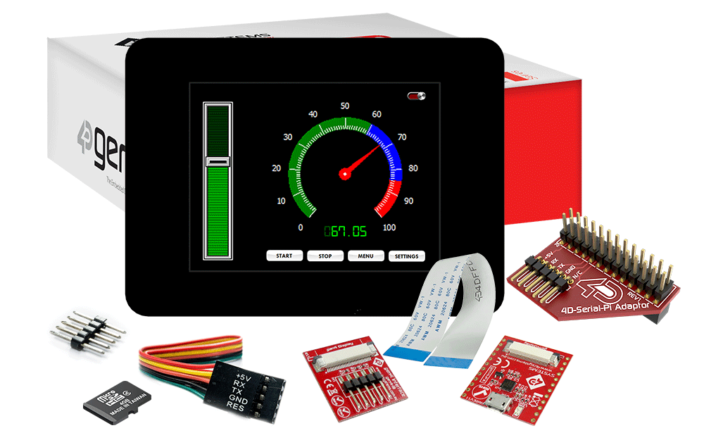 4D Systems-GEN4-ULCD-32D-CLB-PI TFT Modules 3.2" gen4 LCD pack for Raspberry Pi with gen4-uLCD-32D-CLB, 4D Serial Pi Adaptor + Cable