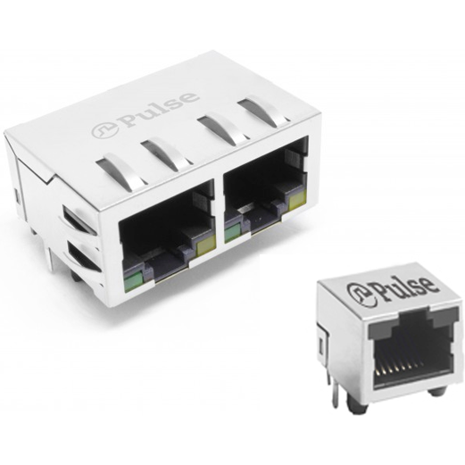 Pulse Electronics-E5J88-41AHS4-LT Connector Telephone and Telecom RJ45 Side Entry LED Jack