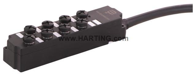 HARTING-090700120101 null Sensor/Actuator Box PNP Wiring 3 Pole M8 8 Port to Cable Connection 5m
