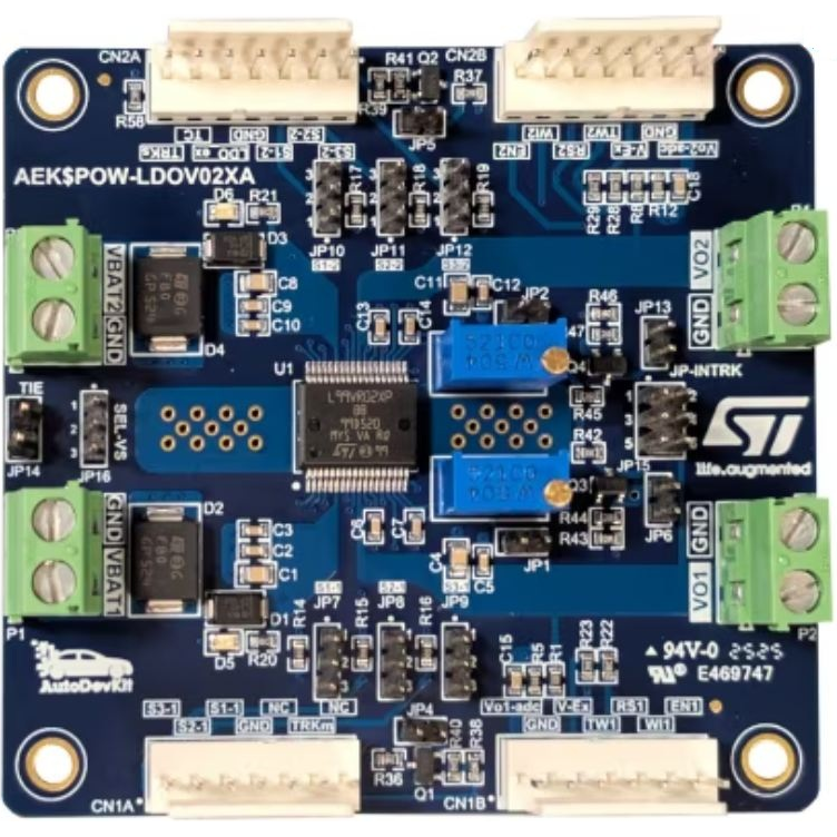 STMicroelectronics-AEK-POW-LDOV02X Cartes et kits de développement de gestion de la puissance L99VR02XP Linear Regulator 0.8V/1.2V/1.5V/1.8V/2.5V/2.8V/3.3V/5V Output Evaluation Board