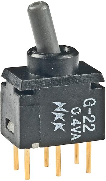 NKK Switches-G22AP Interruttore a levetta G-22AP NKK Switches Process Sealed Switch Toggle ON None DPDT Round Lever 0.1A 28VAC 28VDC 0.4VA PC Mount - Arrow.com