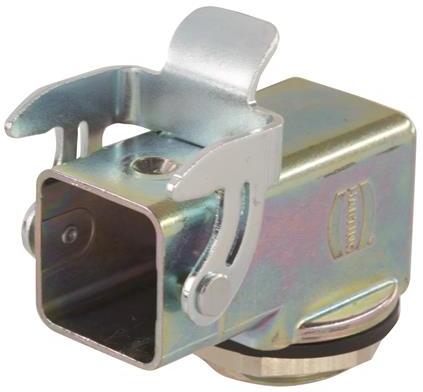 HARTING-19620031165 Adaptadores de manguitos ajustables Screw Mount Housing 90° 3A Shell Size Zinc Die Cast Single Lock Han®