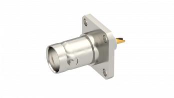 Radiall-R141407000 RF-Steckverbinder Conn BNC 0Hz to 4GHz 50Ohm Solder Pot ST Flange Mount RCP Gold Over Nickel