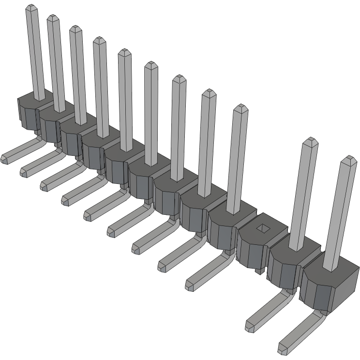 Samtec-HTSW-112-25-T-S-RA-003 Connector Headers and PCB Receptacles Conn Unshrouded Header HDR 12 POS 2.54mm Solder RA Side Entry Thru-Hole Bulk