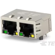 TE Connectivity-2337994-4 电话及电信连接器 Conn RJ-45/RJ-45 F/F 8/8 POS 1.27mm Solder RA Thru-Hole 28 Terminal 2 Port Cat 5e T/R