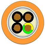 Molex-1553310001 Cable Multi-Conductor Power Cable PUR Jacket Braided Shielding Overall 4 Circuits 16 AWG with Green/Yellow Ground 9.00mm Diameter 200.0m Length Orange