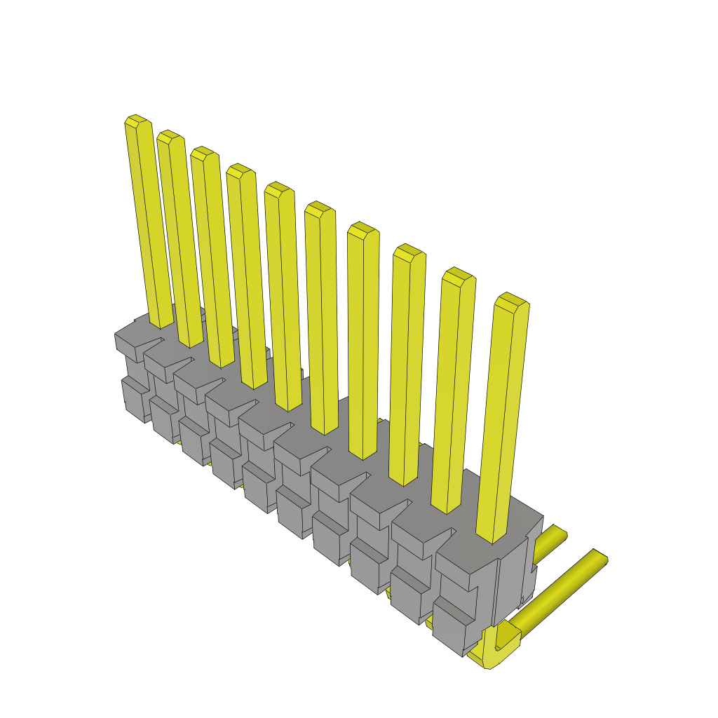 Samtec-TMS-110-01-S-S-RA Steckverbinderleisten und Leiterplattenbuchsen Conn Unshrouded Header HDR 10 POS 1.27mm Solder RA Side Entry Thru-Hole Tube