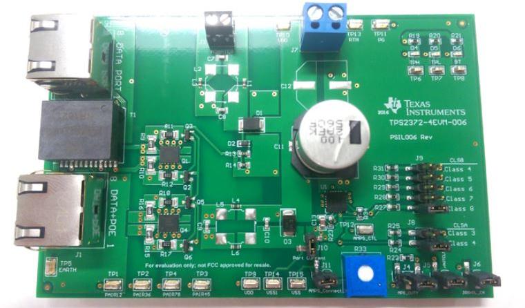 Texas Instruments-TPS2372-4EVM-006 Power Management Development Boards and Kits TPS2372-4 Power Over Ethernet Controller Evaluation Board