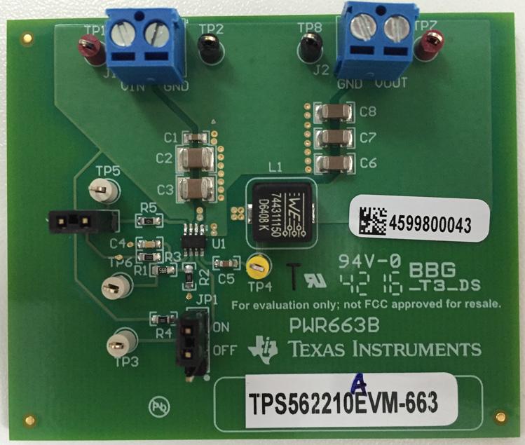 Texas Instruments-TPS562210AEVM-663 Cartes et kits de développement de gestion de la puissance TPS562210A DC to DC Converter and Switching Regulator Chip 1.05V Output Evaluation Board