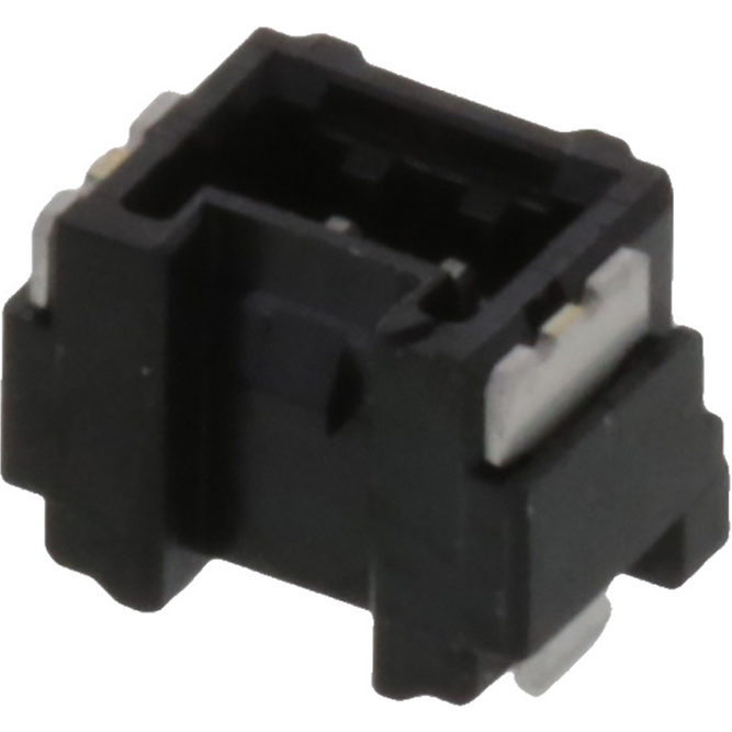 Molex-5055680271 Cabezales del conector y receptáculos PCB 1.25mm Pitch, Micro-Lock Plus PCB Header, Single Row, Vertical, Surface Mount, Tin-Bismuth Plating, Positive Lock, 2 Circuits, Black