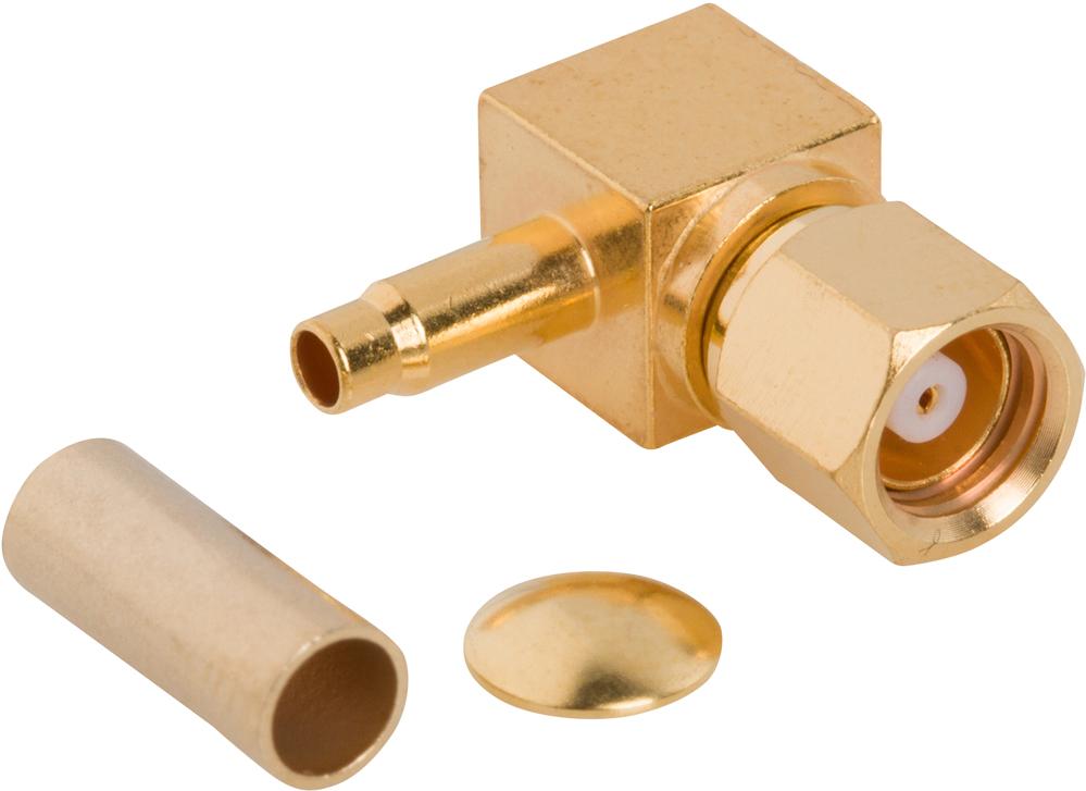 Amphenol RF-903-288P-52A RF-Steckverbinder Conn SMC 0Hz to 10GHz 50Ohm Solder RA Cable Mount PL Gold