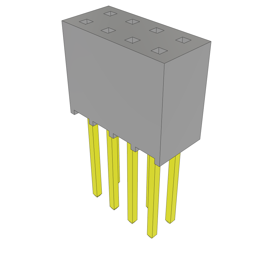 Samtec-SSQ-104-03-S-D Steckverbinderleisten und Leiterplattenbuchsen Conn Socket Strip SKT 8 POS 2.54mm Solder ST Top Entry Thru-Hole Bulk