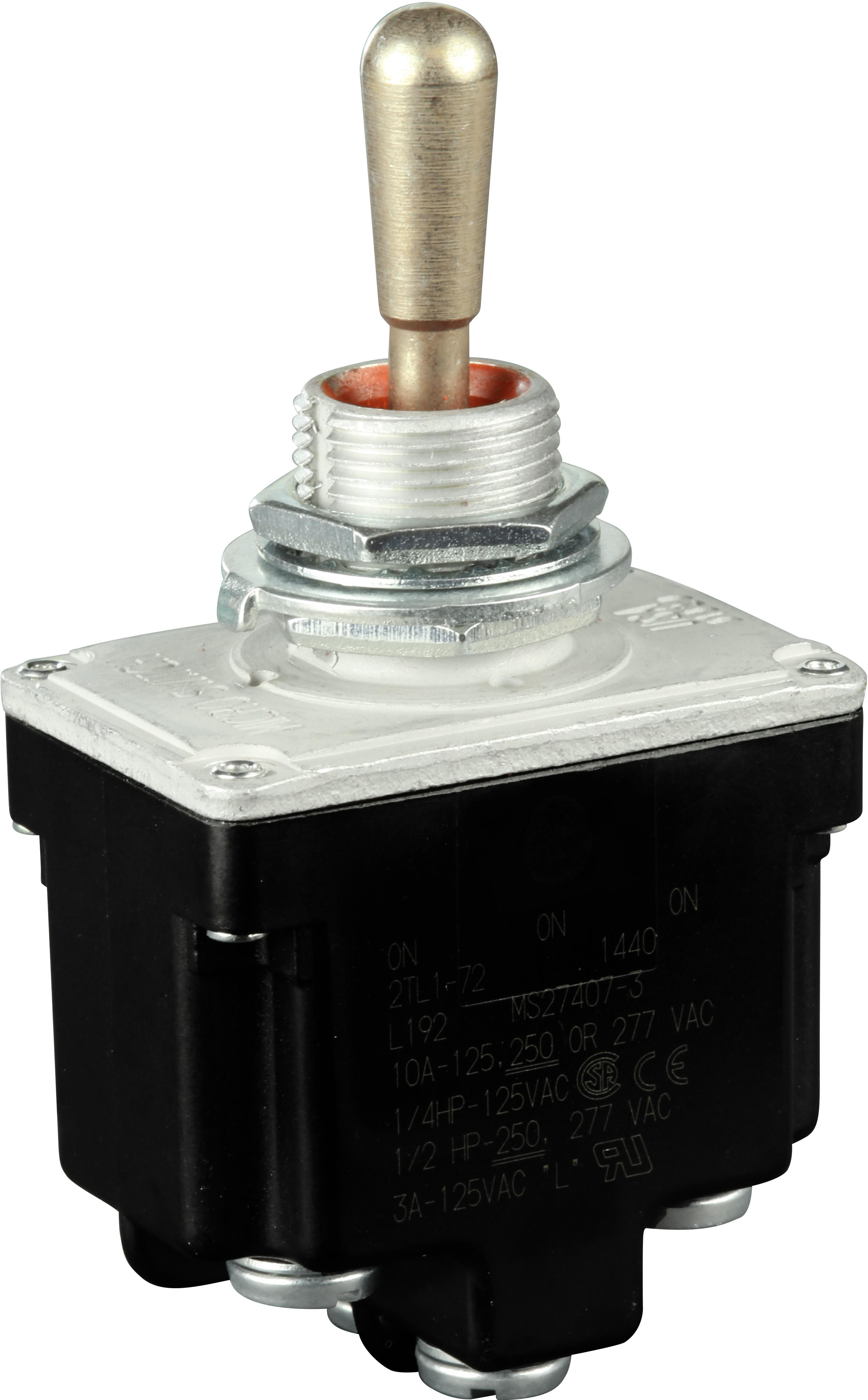 Honeywell-2TL1-72 Switch Toggle Switch Toggle (ON) ON (ON) SP3T Round Lever Screw 10A 277VAC 372.85VA Panel Mount with Threads