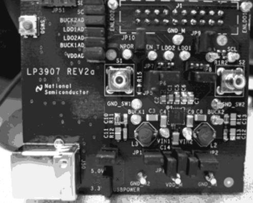 Texas Instruments-LP3907SQ-JXQXEV/NOPB Energiemanagement, Entwicklungsplatinen und -kits LP3907SQ PMIC Solution Evaluation Board