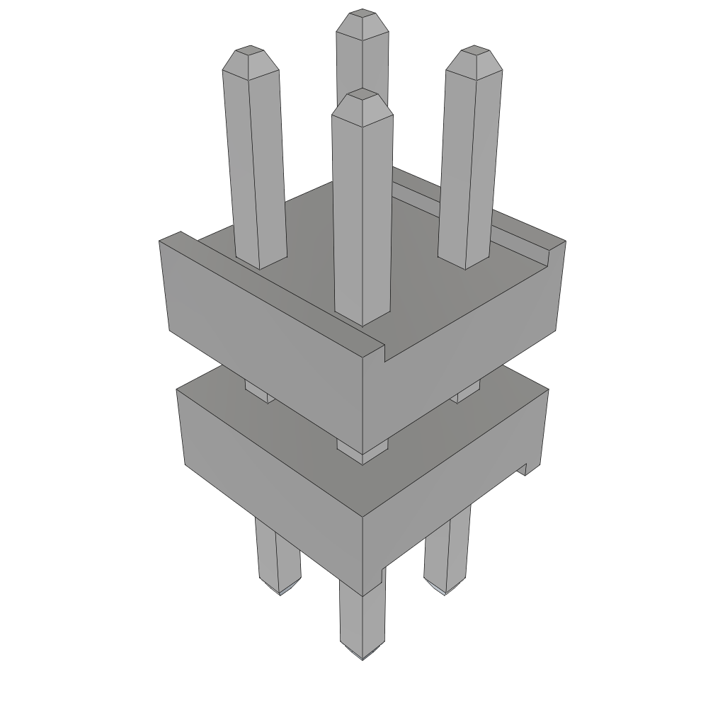 Samtec-TW-02-02-T-D-160-110 Cabezales del conector y receptáculos PCB Conn Board Stacker HDR 4 POS 2mm Solder ST Top Entry Thru-Hole Bulk
