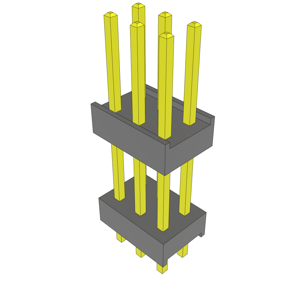 Samtec-ZW-03-10-G-D-460-100 Connector Headers and PCB Receptacles Conn Board Stacker HDR 6 POS 2.54mm Solder ST Top Entry Thru-Hole Bulk