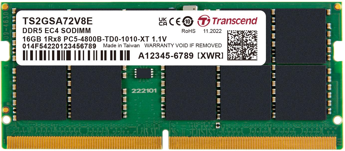 Transcend Information-TS2GSA72V8E Memory Modules DRAM Module DDR5 SDRAM 16Gbyte 262SODIMM Bulk