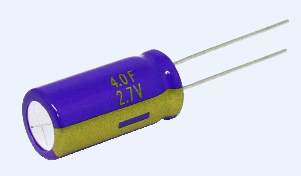Panasonic-EEC-HL0E405 Capacitor eléctrico de doble capa - Supercapacitores Cap Supercap 4F 2.7V 20% (10 X 20mm) Radial Aluminum Cylindrical Can 5mm 0.05 Ohm 2000h 70°C Bulk