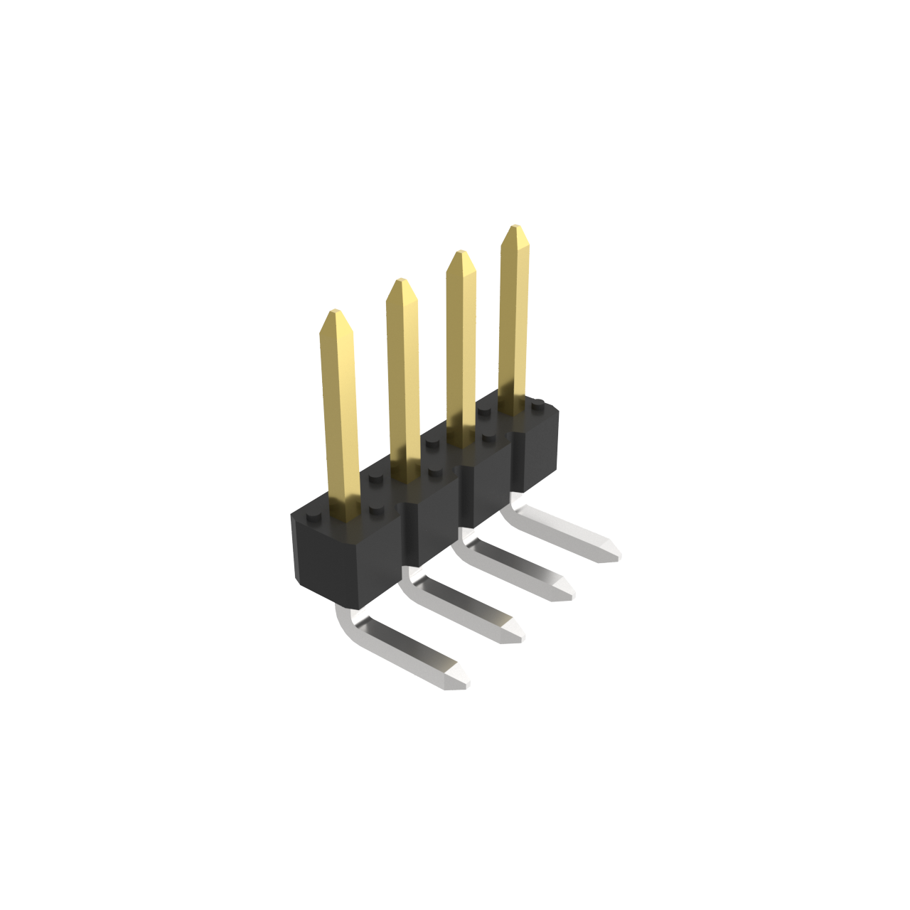 Amphenol Communications Solutions-78938-104HLF 连接器插头及 PCB 插座 BergStik®, Board to Board connector, Unshrouded Right Angled Header, Through Hole, Single Row, 4 Positions, 2.54 mm (0.100in) Pitch