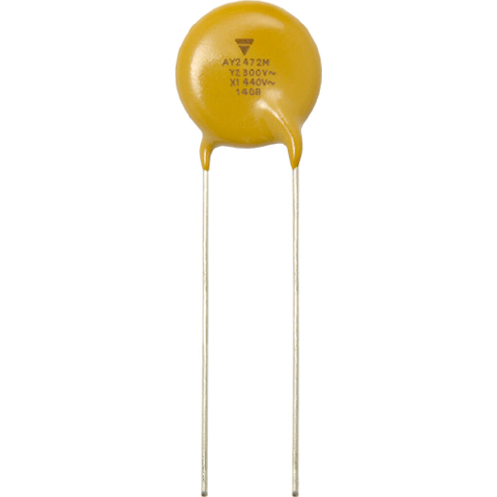 Vishay-AY2100K29U2JS63L7 Kondensator, keramisch, einlagig Cap Ceramic Suppression X1/Y2 10pF 440VAC/300VAC U2J 10%( 7.5 X 5mm) Radial Disc 7.5mm 125°C Bulk Automotive AEC-Q200