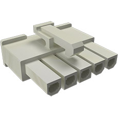 Amphenol Communications Solutions-10136644-0521LF Einzeladersteckverbinder, Gehäuse Minitek® Pwr4.2 Receptacle Housing, Single row, 5 positions, Non Glow Wire Compatible, Natural Color