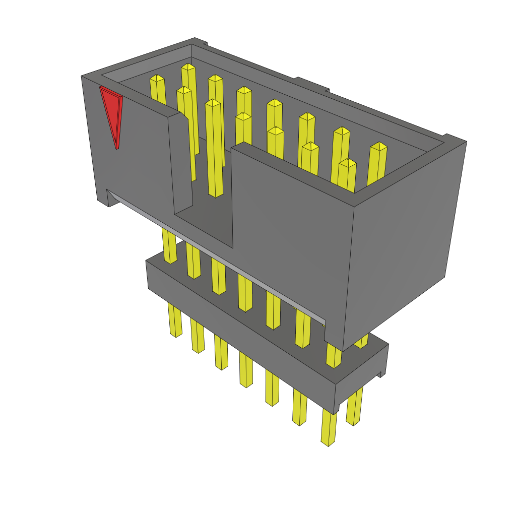 Samtec-ZSS-107-03-S-D-650 Piastre connettori e prese PCB Conn Elevated Shrouded Header HDR 14 POS 2.54mm Solder ST Top Entry Thru-Hole Layer