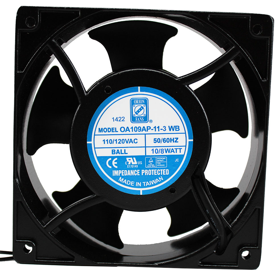 ORION FANS-OA109AP-11-3WB Blowers and Fans AC Fan Axial Ball Bearing 115V 100V to 125V 65CFM/52CFM 25dB 119.5 X 119.5 X 38.5mm Low Speed