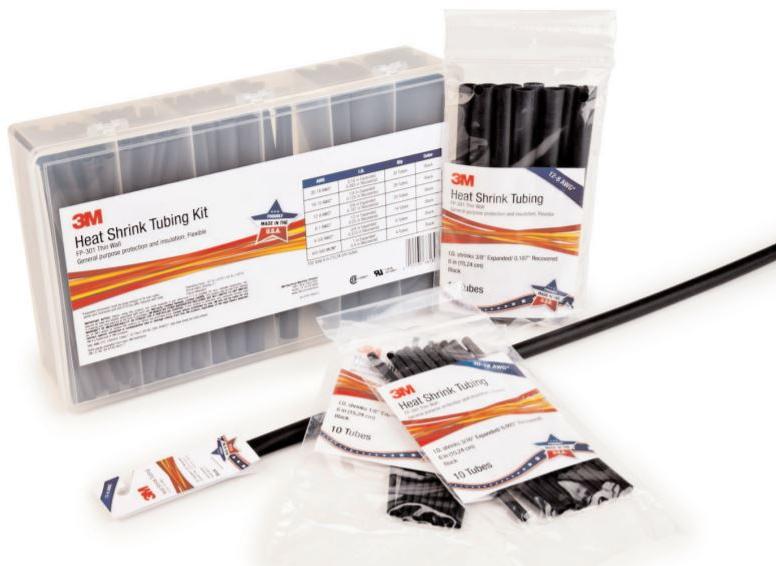 3M-FP301-3/4-25'-BLACK-REEL Wärmeschrumpfende Produkte Heat Shrink Tubing ST Polyolefin Black Thin