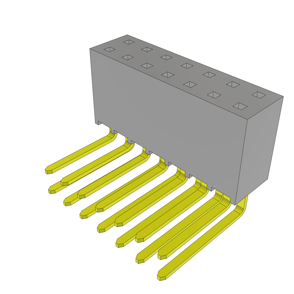 Samtec-SSW-107-03-S-D-RA Steckverbinderleisten und Leiterplattenbuchsen Conn Socket Strip SKT 14 POS 2.54mm Solder RA Side Entry Thru-Hole Tube
