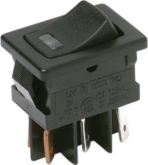 Littelfuse-DM22J12G205DQ Switch Rocker Switch Rocker ON OFF DPST Quick Connect Curved Rocker 3A 250VAC Bulk
