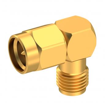 Radiall-R125771000 RF-Steckverbinder Conn SMA Adapter M/F 0Hz to 18GHz 50Ohm RA Gold Over Nickel