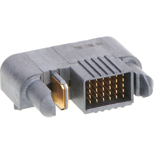 Molex-1710888416 Connector Headers and PCB Receptacles EXTreme Ten60Power Right-Angle Plug with Guides, 1 Split Power Circuit, 30 Signal Circuits, Press Fit Tail