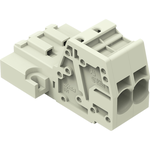 1-conductor male connector, Push-in CAGE CLAMP, 10 mm2, Pin spacing 7.62 mm, 2-pole, 100% protected against mismating, Threaded flange, 10,00 mm2, light gray