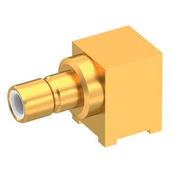 Radiall-R114664100 RF-Steckverbinder Conn SMB 0Hz to 4GHz 50Ohm Solder RA SMD RCP Gold Over Nickel T/R