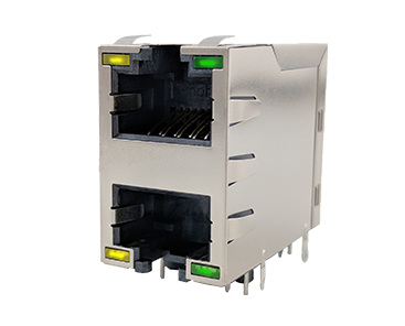 Amphenol Communications Solutions-RJE1R2883354H1 Steckverbinder, Telefon und Telekommunikation Modular Jacks Input Output Connectors 8P8C With Shield With LEDs